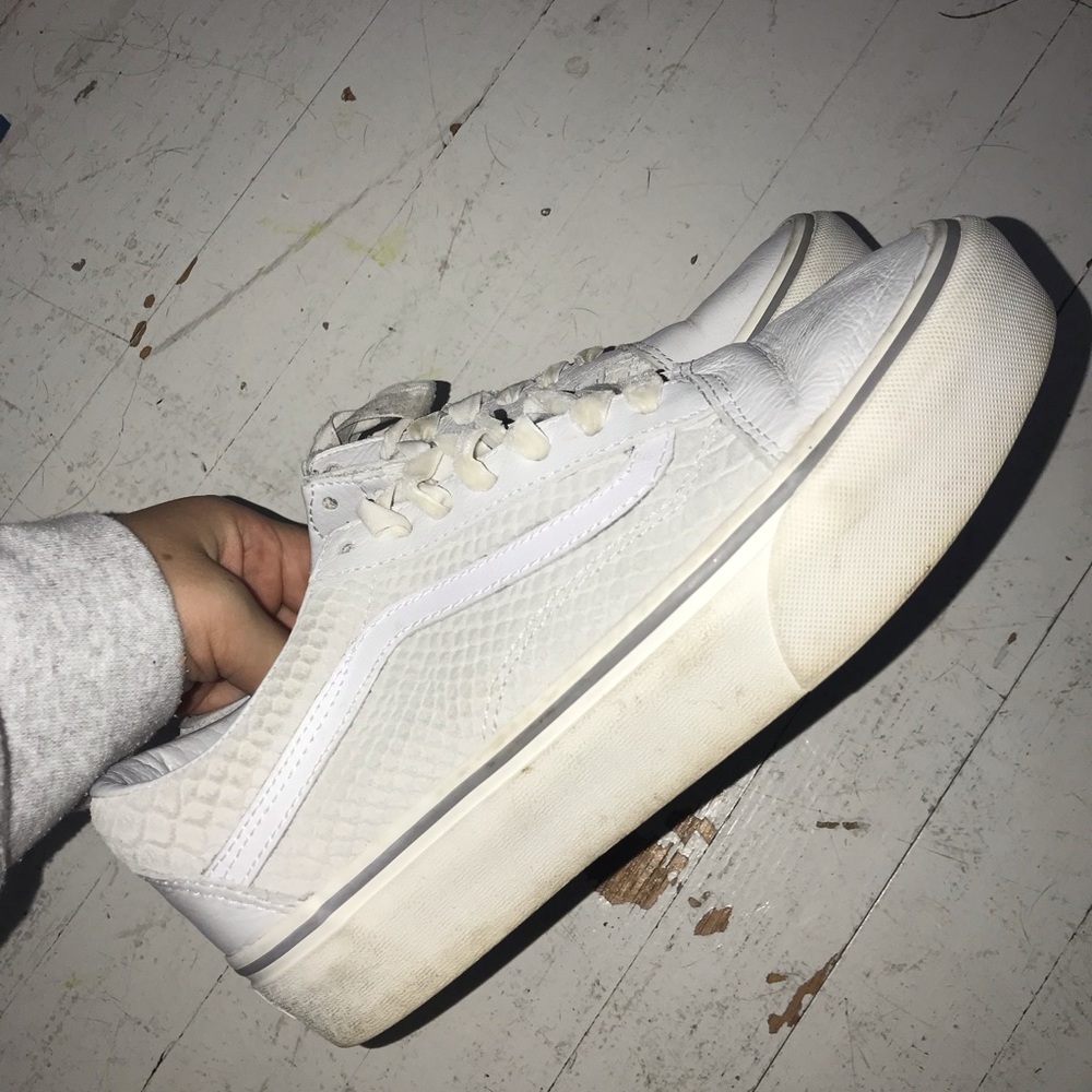 WHITE SNAKESKIN PLATFORM VANS